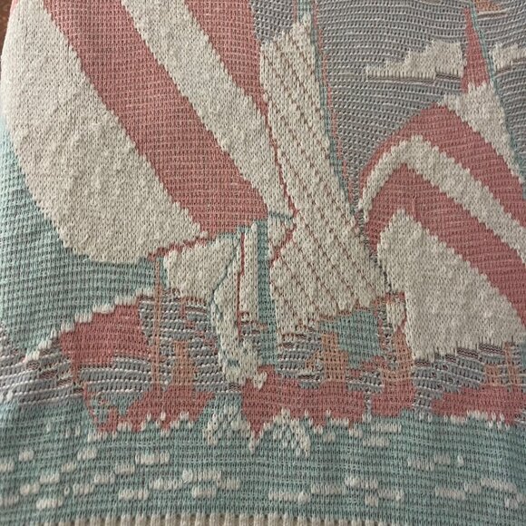 Vintage Crossings Women Nautical Sweater Size S 80s 90s Sailboat Knit Coastal - Picture 6 of 9